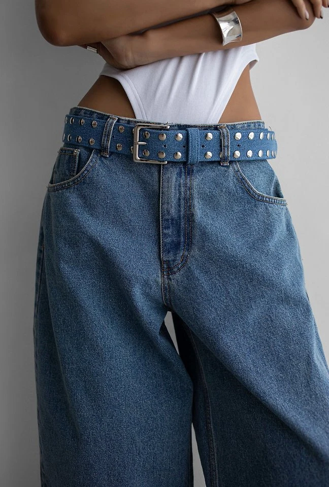 Paper Moon - Korean Women Fashion - #momslook - Wide-Leg Blue Ankle Denim Jeans - 5
