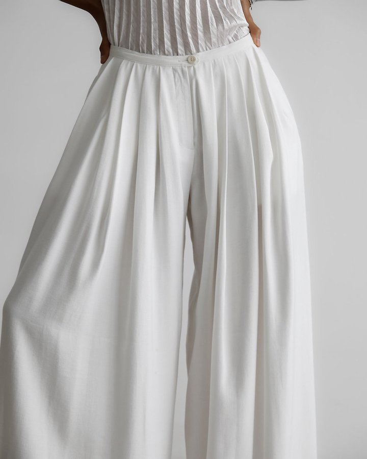 Paper Moon - Korean Women Fashion - #momslook - Bamboo Pleated Pintuck Wide-Leg Trousers - 2