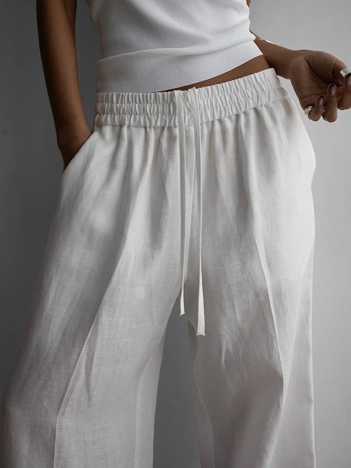 Paper Moon - Korean Women Fashion - #momslook - Linen Drawstring Trousers