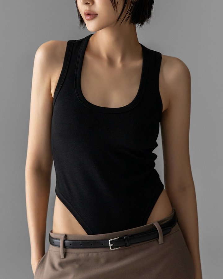 Paper Moon - Korean Women Fashion - #momslook - Essential Ribbed Sleeveless Bodysuit