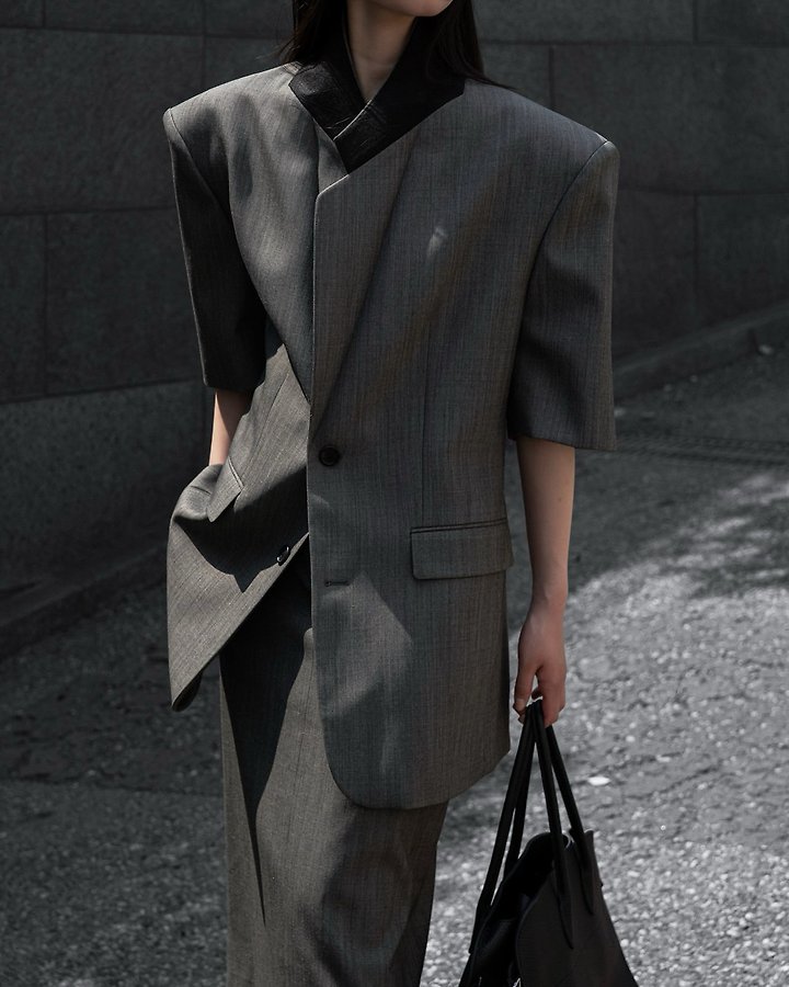 Paper Moon - Korean Women Fashion - #momslook - Half-Sleeve Summer Wool Blazer - 5