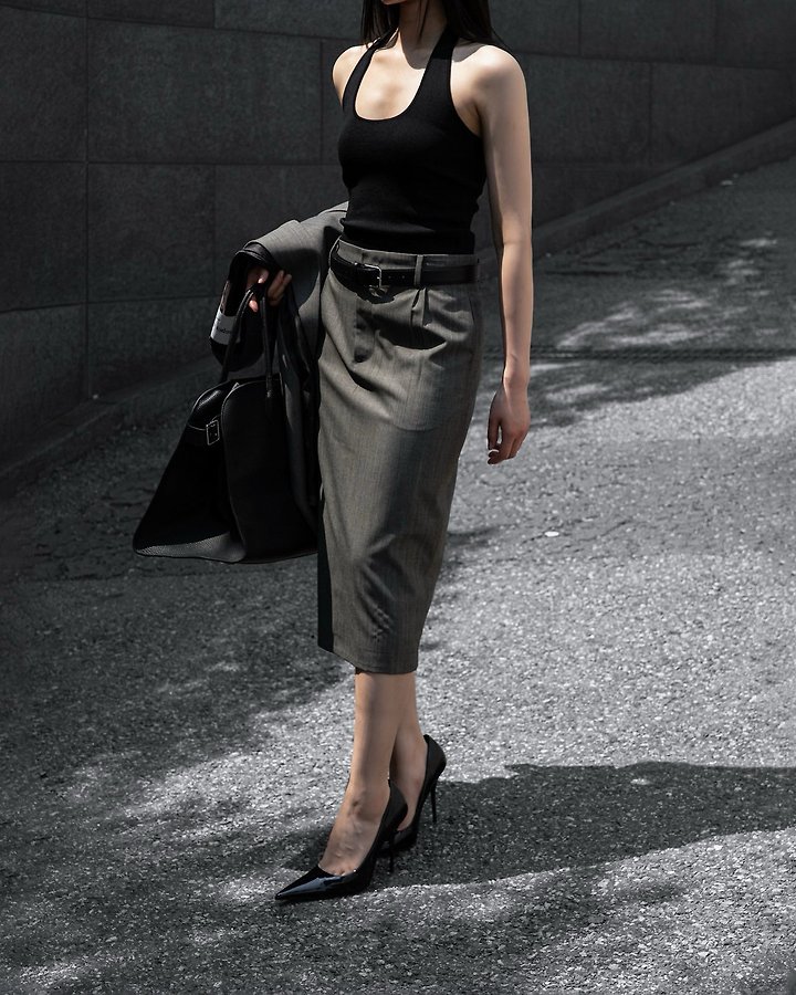Paper Moon - Korean Women Fashion - #womensfashion - Summer Wool Pintuck Pencil Skirt - 4