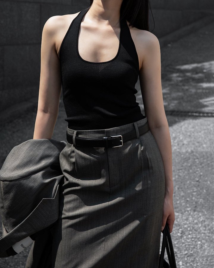 Paper Moon - Korean Women Fashion - #momslook - Classic Halter Neck Knit Top - 4