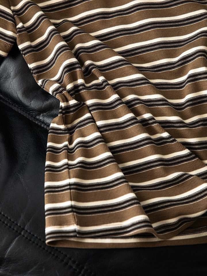 Paper Moon - Korean Women Fashion - #momslook - Soft Ribbed Stripe Tee - 3