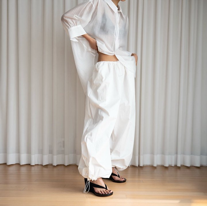 Paper Moon - Korean Women Fashion - #momslook - Cotton Balloon Wide-Leg Trousers - 12