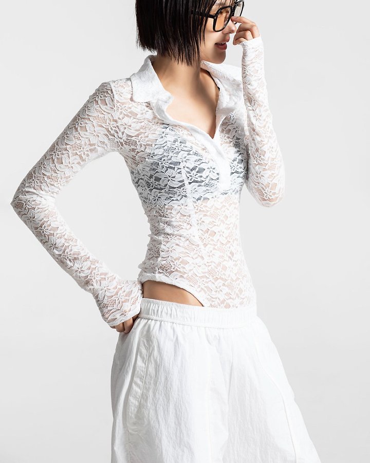 Paper Moon - Korean Women Fashion - #momslook - Slim Lace Bodysuit - 11