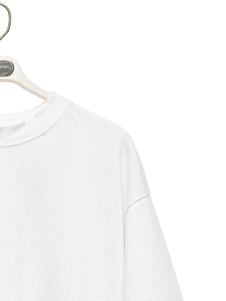 Paper Moon - Korean Women Fashion - #momslook - Mock Neck Ribbed Oversized Pigment Tee with Distressed Detail - 8