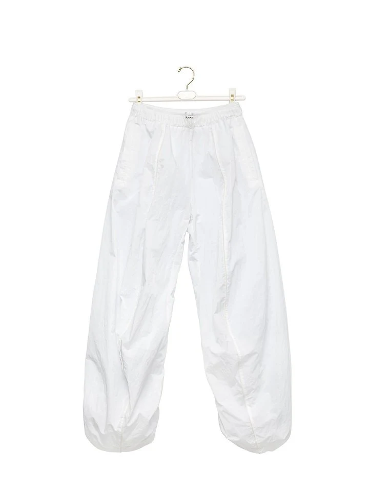 Paper Moon - Korean Women Fashion - #momslook - Nylon Drawstring Wide-Leg Twist Pattern Trousers - 7