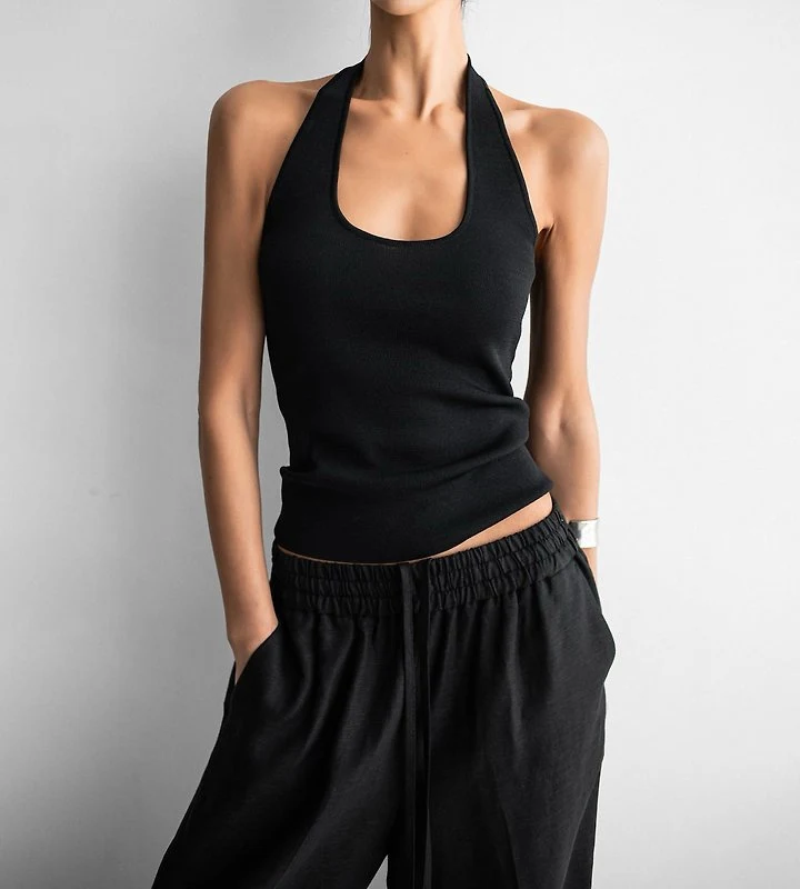 Paper Moon - Korean Women Fashion - #momslook - Classic Halter Neck Knit Top