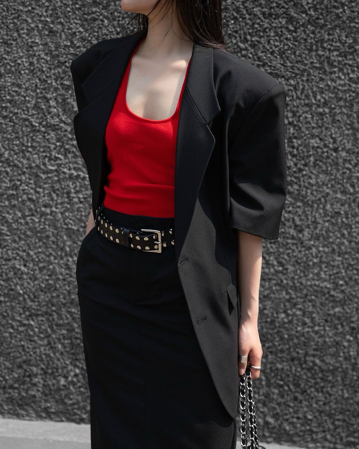 Paper Moon - Korean Women Fashion - #momslook - Half-Sleeve Summer Wool Blazer - 6