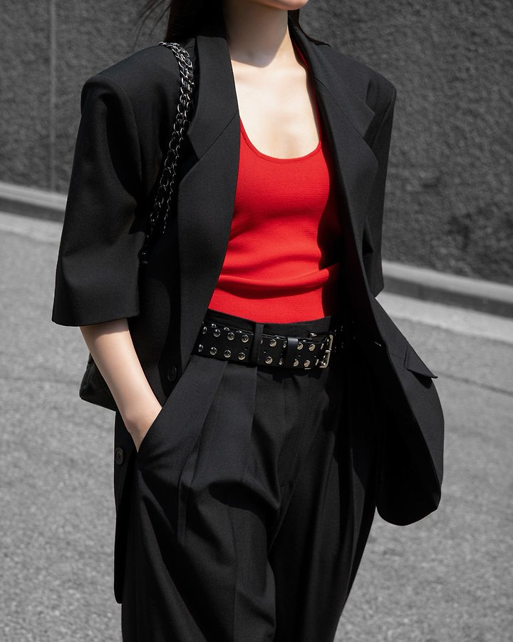 Paper Moon - Korean Women Fashion - #momslook - Half-Sleeve Summer Wool Blazer - 8