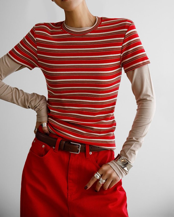 Paper Moon - Korean Women Fashion - #pursuepretty - Soft Ribbed Stripe Tee - 3