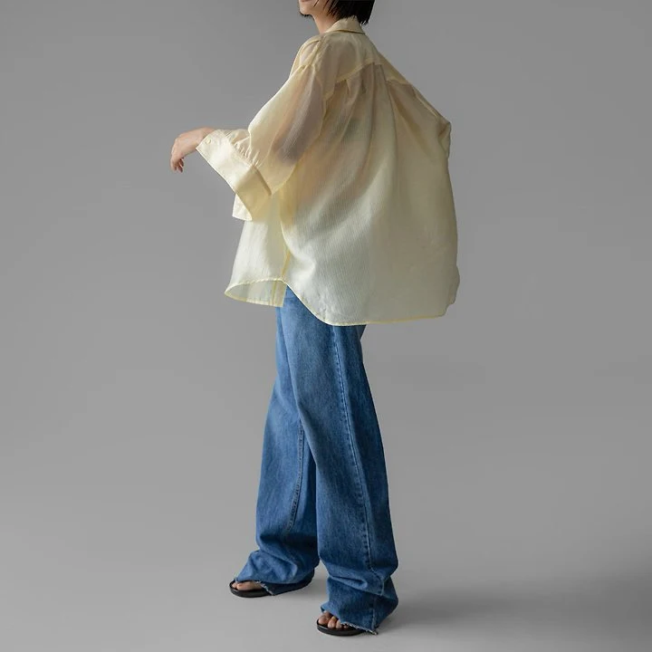 Paper Moon - Korean Women Fashion - #pursuepretty - Soft Sheer Stripe Half-Sleeve Shirt - 2