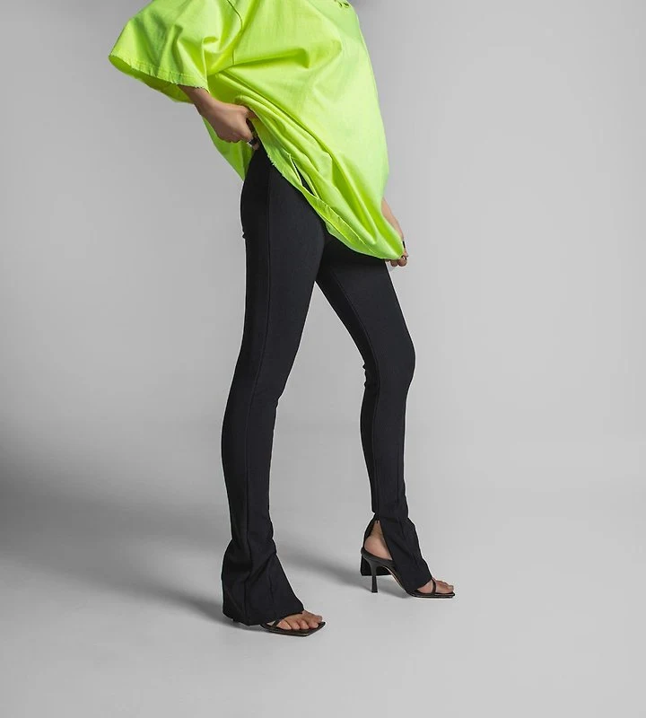 Paper Moon - Korean Women Fashion - #pursuepretty - Ribbed Side-Slit Leggings - 2