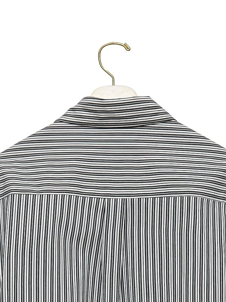 Paper Moon - Korean Women Fashion - #restrostyle - Boyfriend-Fit Oversized Stripe Button-Down Shirt - 10