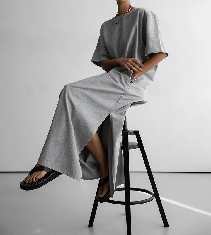 Paper Moon - Korean Women Fashion - #restrostyle - One-Side Slit Detail Oversized Maxi One-piece