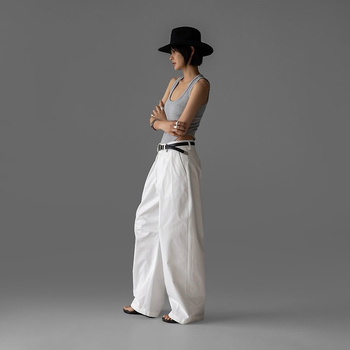 Paper Moon - Korean Women Fashion - #restrostyle - Curved Volume Wide Chino Pants - 6