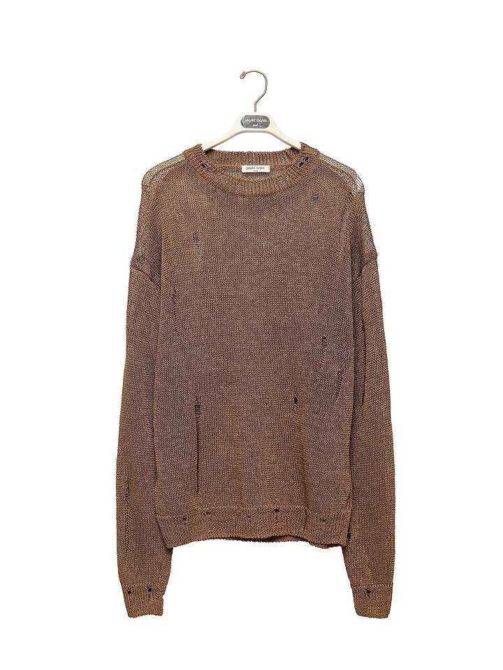 Paper Moon - Korean Women Fashion - #romanticstyle - Distressed Sheer Linen Knit Top - 7