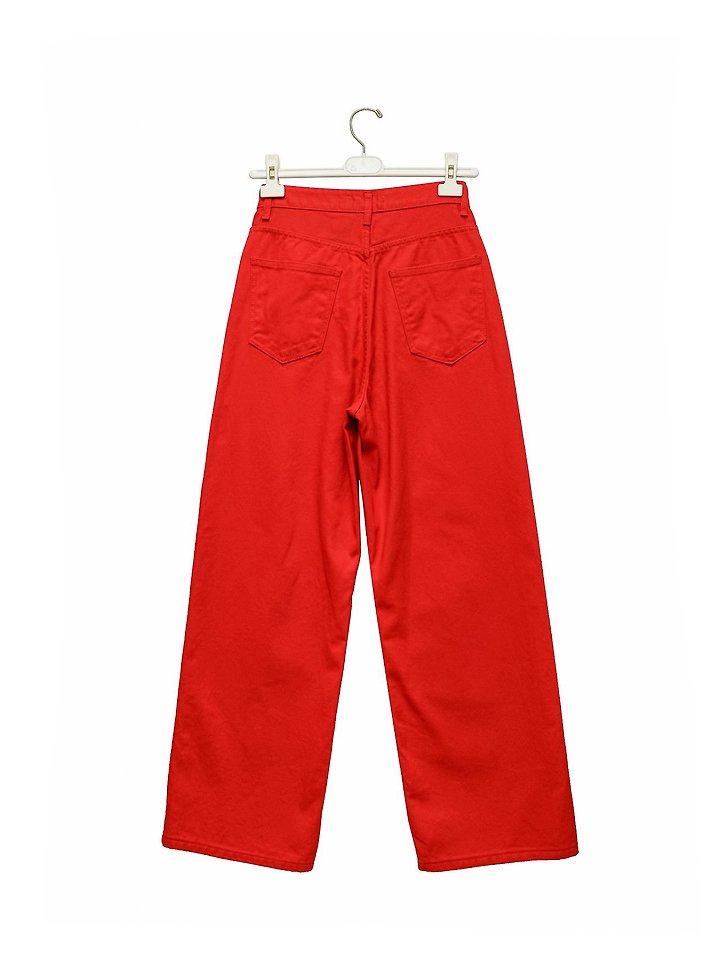 Paper Moon - Korean Women Fashion - #restrostyle - Color-Accent Wide Cotton Twill Trousers - 4