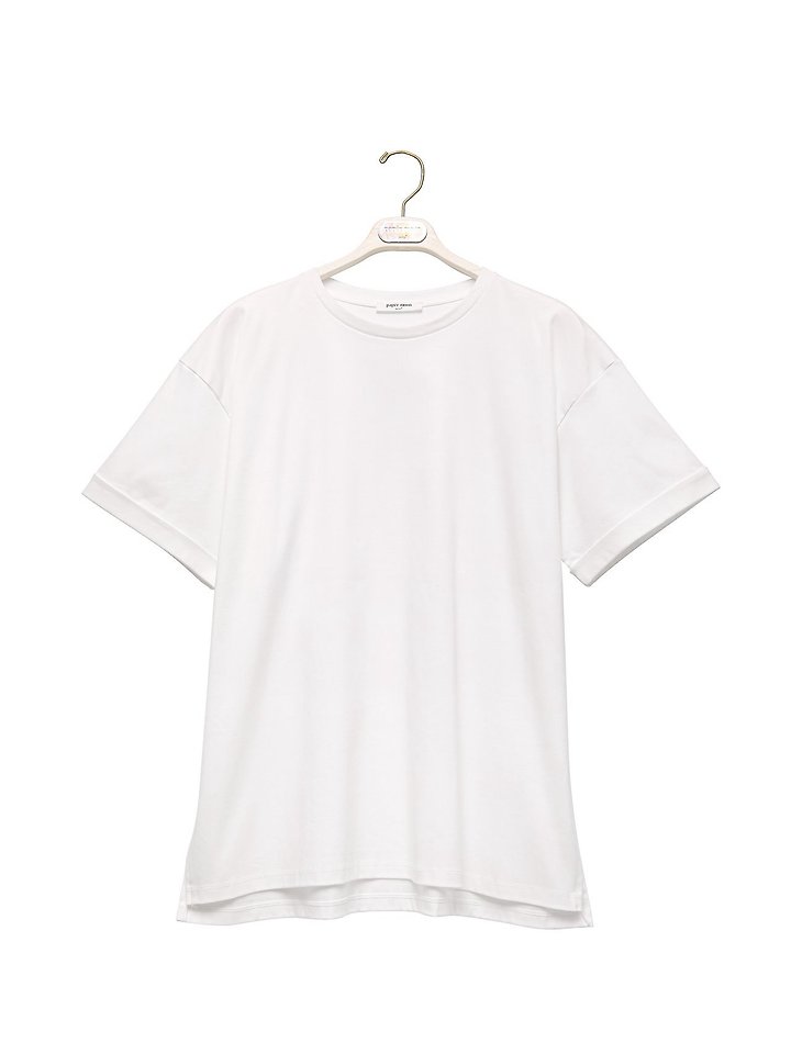 Paper Moon - Korean Women Fashion - #romanticstyle - Premium Cotton Roll-Up Tee - 5