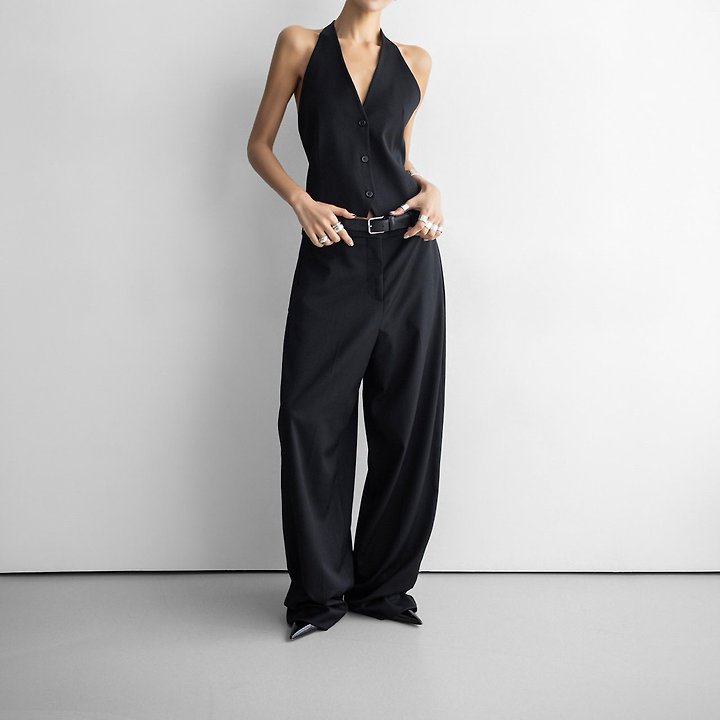 Paper Moon - Korean Women Fashion - #romanticstyle - Wool Silk Low-Rise Trousers - 5