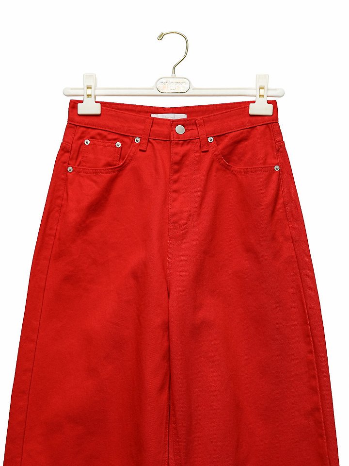 Paper Moon - Korean Women Fashion - #shopsmall - Color-Accent Wide Cotton Twill Trousers - 5