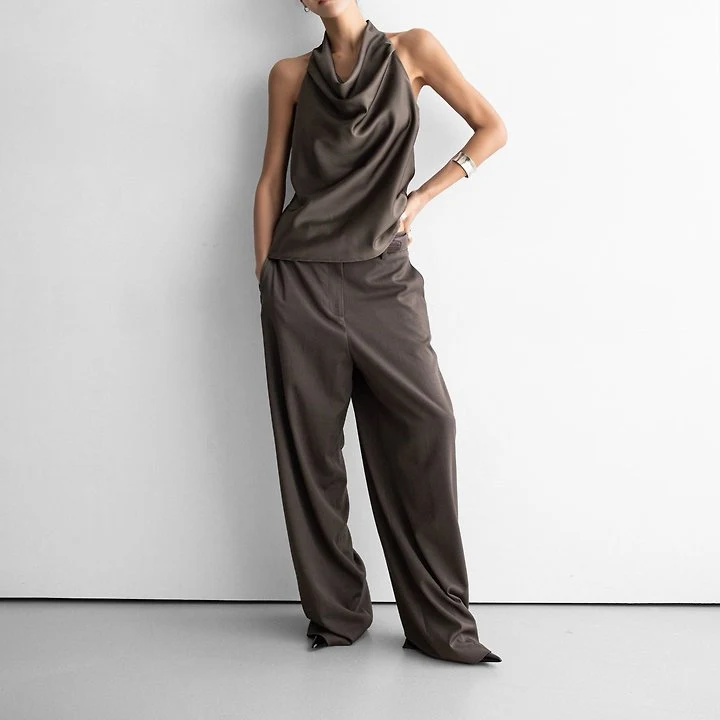 Paper Moon - Korean Women Fashion - #shopsmall - Wool Silk Low-Rise Trousers - 2