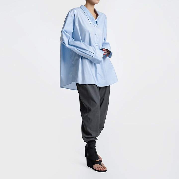 Paper Moon - Korean Women Fashion - #thatsdarling - Low-Collar Paper Button-Down Shirt - 2