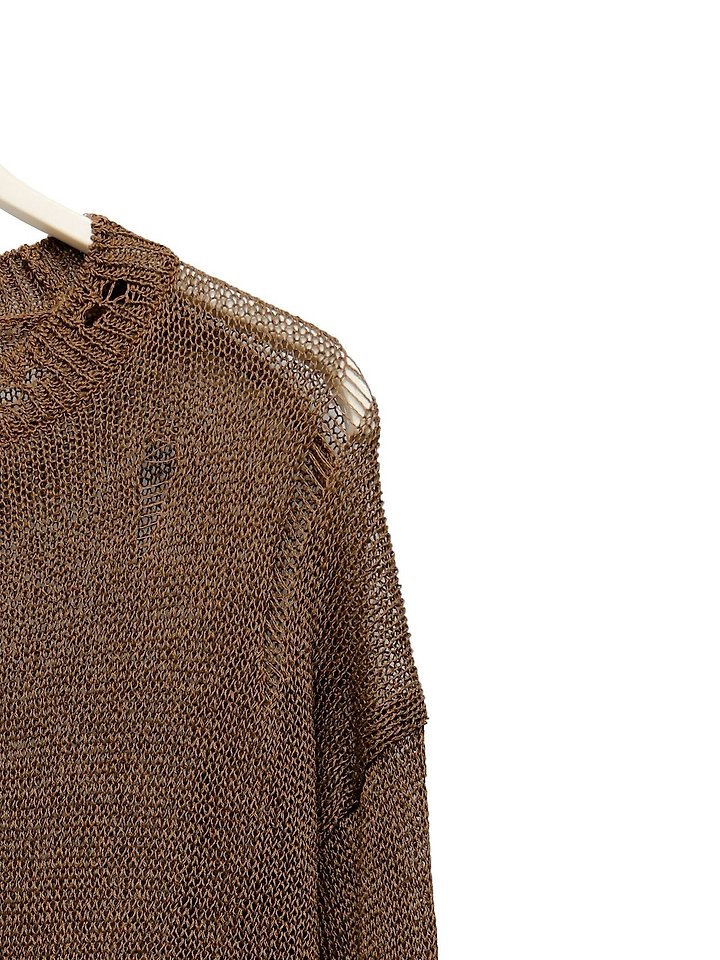 Paper Moon - Korean Women Fashion - #thelittlethings - Distressed Sheer Linen Knit Top - 10