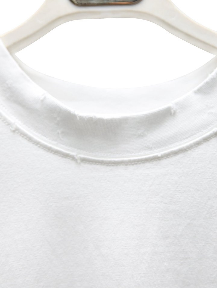 Paper Moon - Korean Women Fashion - #thelittlethings - Mock Neck Ribbed Oversized Pigment Tee with Distressed Detail - 7