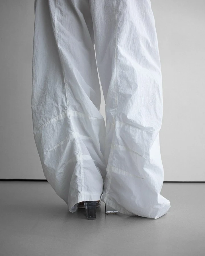 Paper Moon - Korean Women Fashion - #thelittlethings - Nylon Drawstring Wide-Leg Twist Pattern Trousers - 6