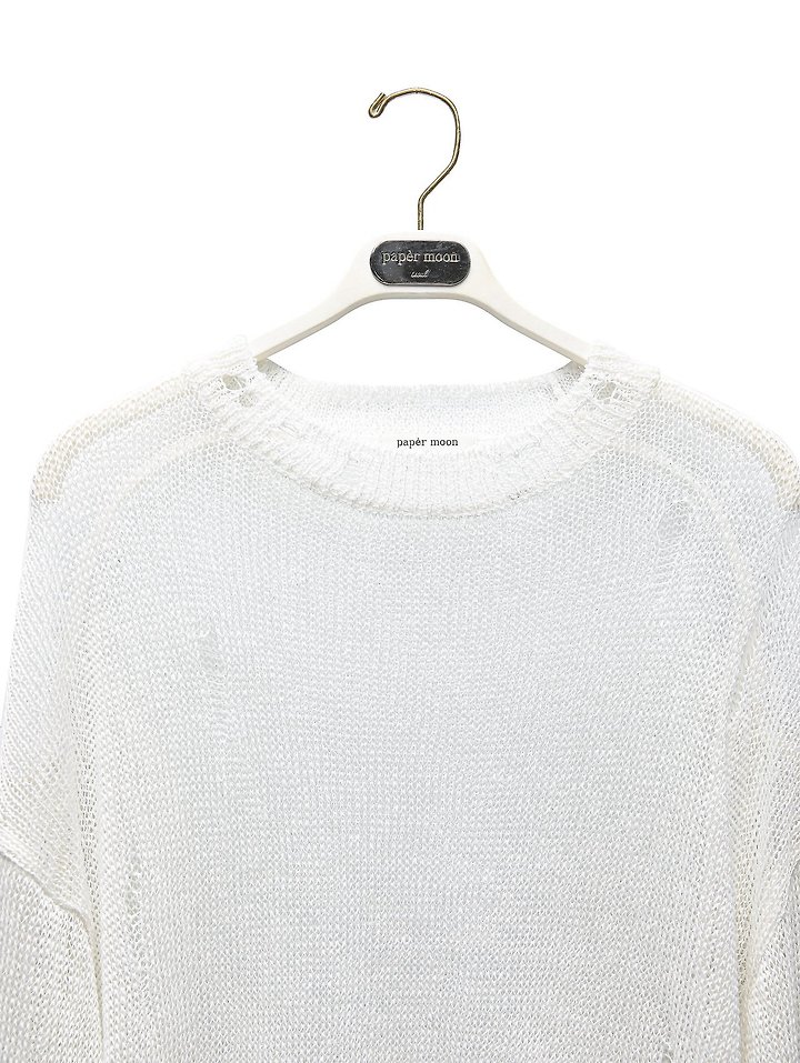 Paper Moon - Korean Women Fashion - #vintageinspired - Distressed Sheer Linen Knit Top - 10