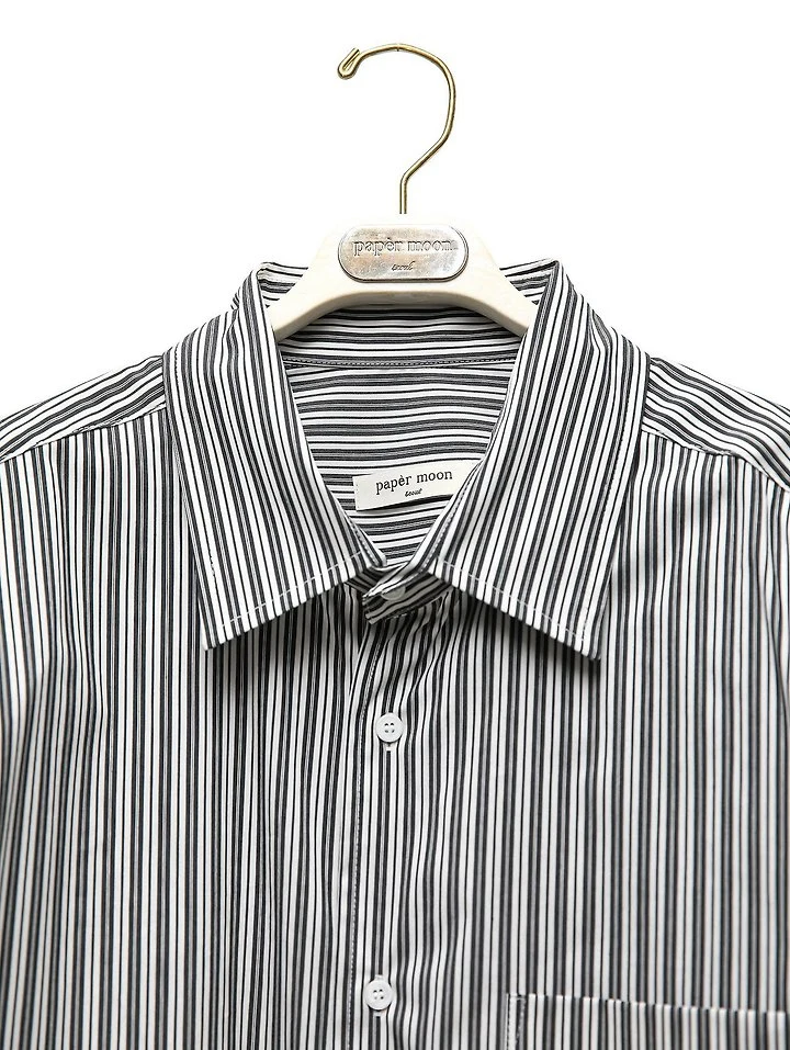 Paper Moon - Korean Women Fashion - #vintageinspired - Boyfriend-Fit Oversized Stripe Button-Down Shirt - 7