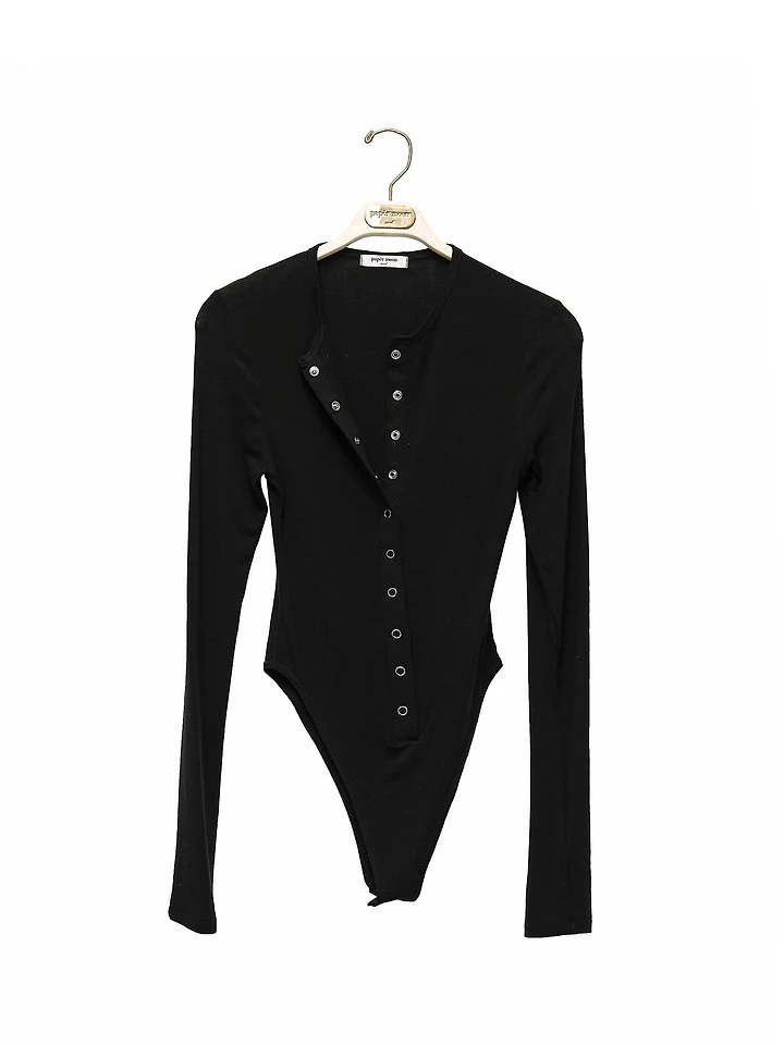 Paper Moon - Korean Women Fashion - #vintageinspired - Ring Snap-Button Detail Bodysuit - 8
