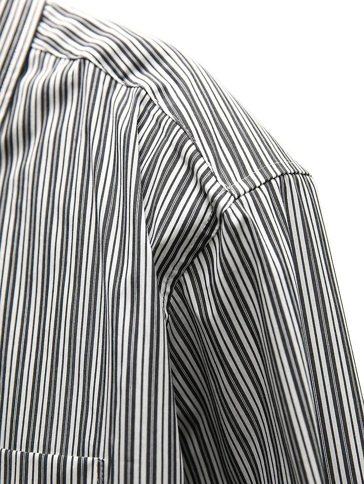 Paper Moon - Korean Women Fashion - #vintagekidsstyle - Boyfriend-Fit Oversized Stripe Button-Down Shirt - 8