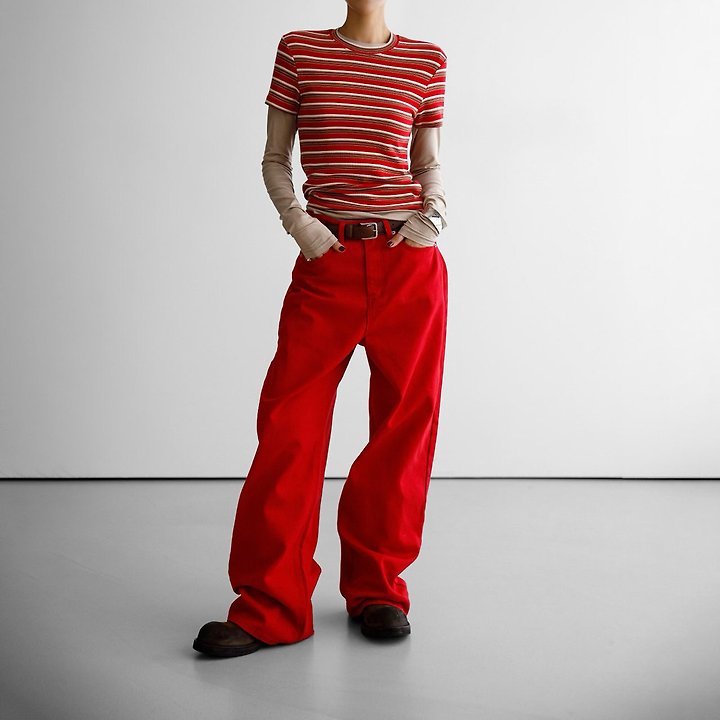 Paper Moon - Korean Women Fashion - #vintagekidsstyle - Soft Ribbed Stripe Tee - 2
