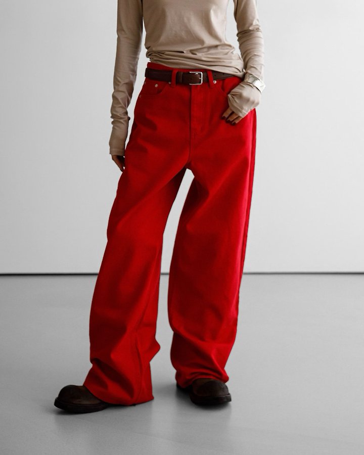 Paper Moon - Korean Women Fashion - #vintagekidsstyle - Color-Accent Wide Cotton Twill Trousers