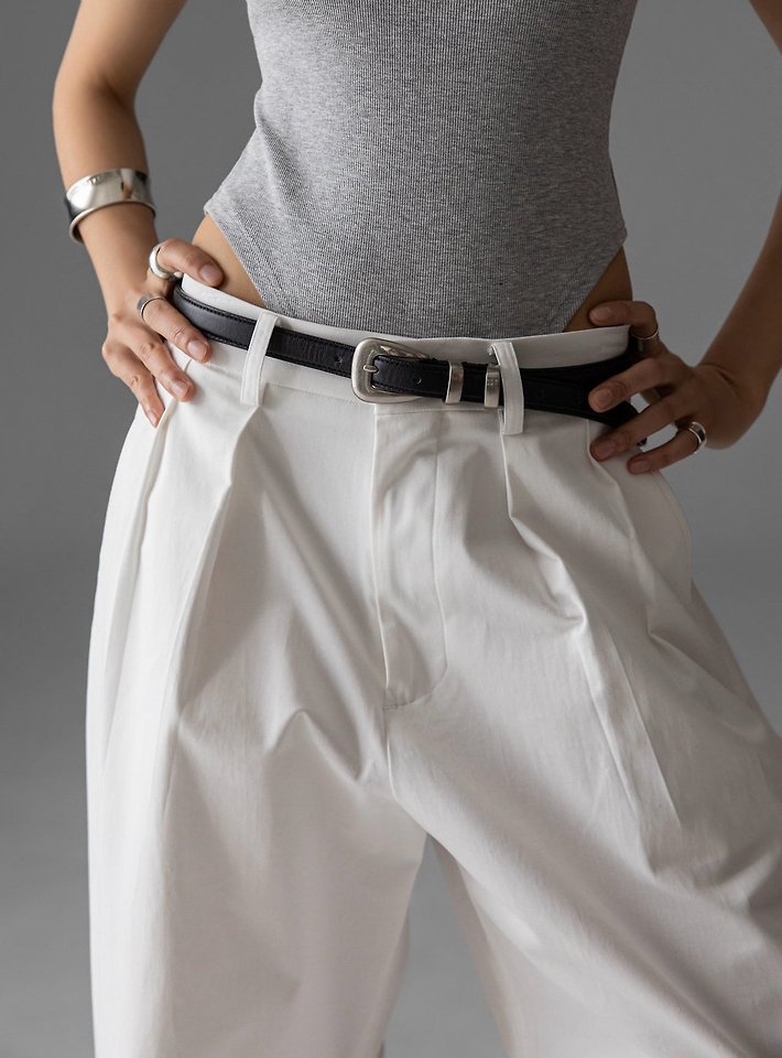 Paper Moon - Korean Women Fashion - #vintageinspired - Curved Volume Wide Chino Pants - 4