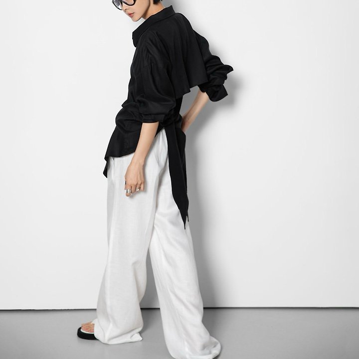 Paper Moon - Korean Women Fashion - #vintageinspired - Back Cut-Out Knot Shirt - 4