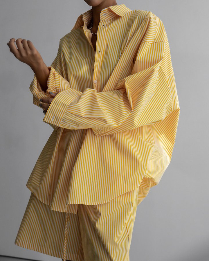 Paper Moon - Korean Women Fashion - #vintagekidsstyle - Lounge Stripe Button-Down Shirt - 3