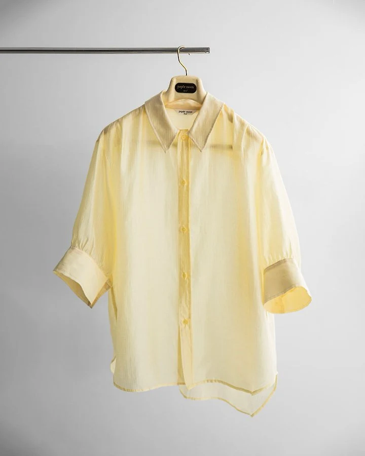 Paper Moon - Korean Women Fashion - #momslook - Soft Sheer Stripe Half-Sleeve Shirt - 4