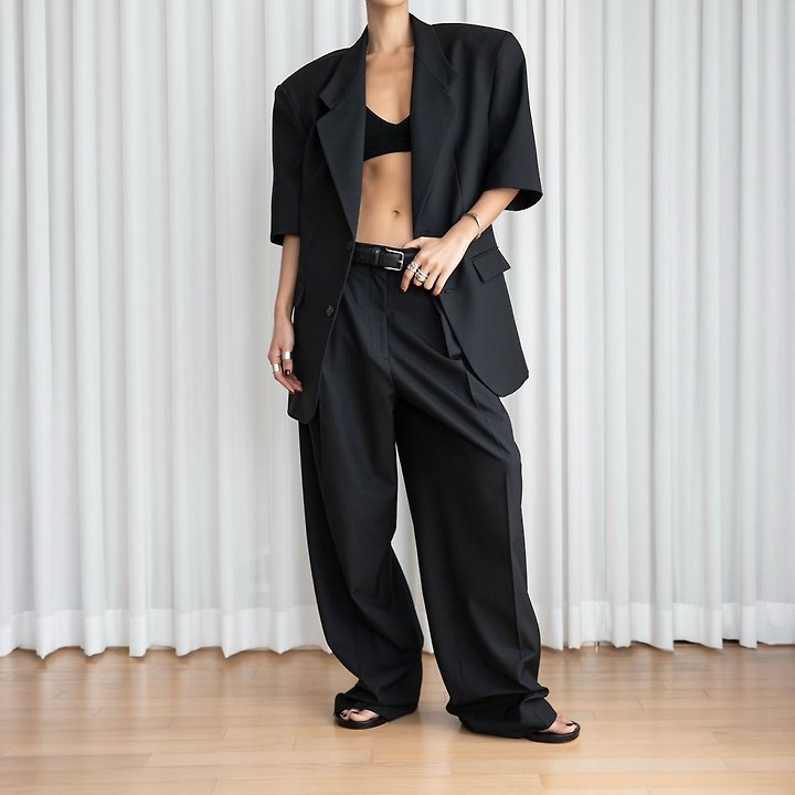 Paper Moon - Korean Women Fashion - #womensfashion - Half-Sleeve Summer Wool Blazer - 2