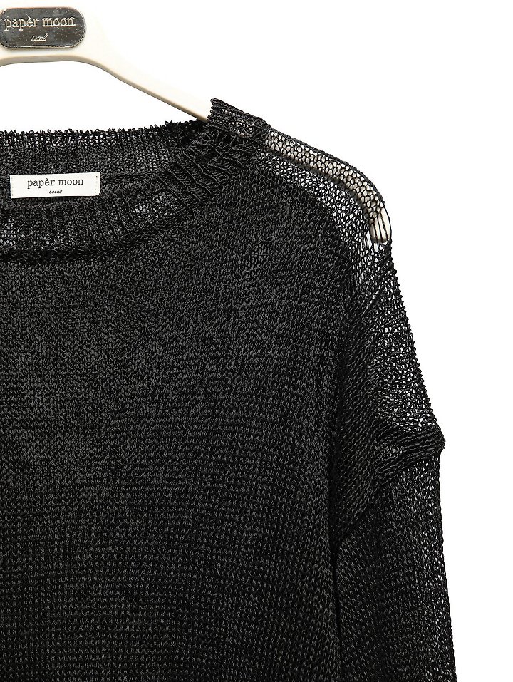 Paper Moon - Korean Women Fashion - #womensfashion - Distressed Sheer Linen Knit Top - 12