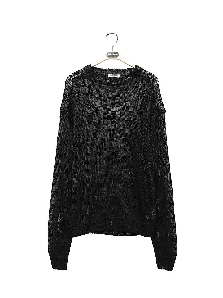 Paper Moon - Korean Women Fashion - #womensfashion - Distressed Sheer Linen Knit Top - 8