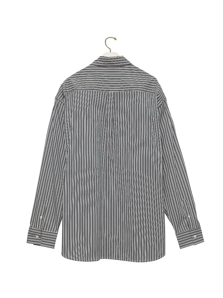 Paper Moon - Korean Women Fashion - #womensfashion - Boyfriend-Fit Oversized Stripe Button-Down Shirt - 6