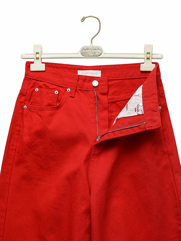 Paper Moon - Korean Women Fashion - #womensfashion - Color-Accent Wide Cotton Twill Trousers - 9