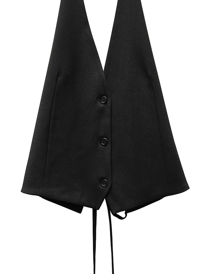 Paper Moon - Korean Women Fashion - #womensfashion - Back-Open Tailored Halter Neck Vest - 10