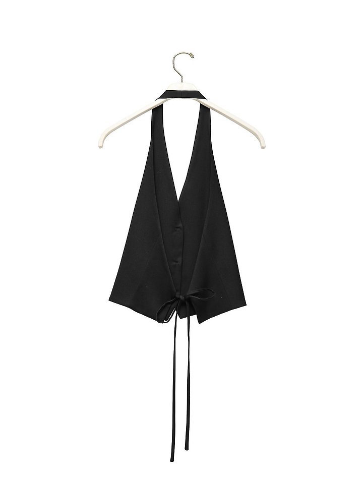 Paper Moon - Korean Women Fashion - #womensfashion - Back-Open Tailored Halter Neck Vest - 8