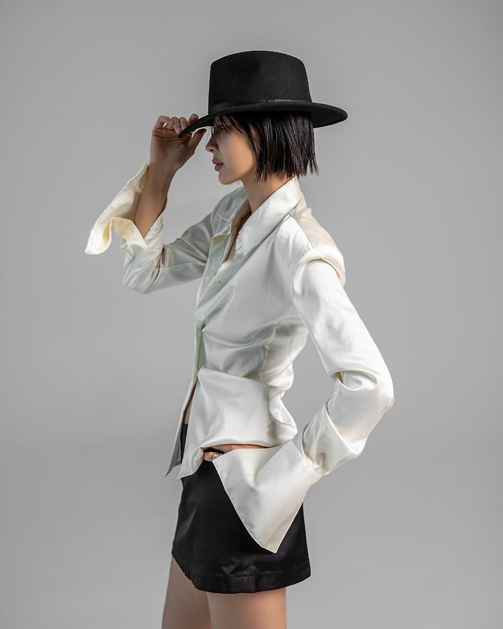 Paper Moon - Korean Women Fashion - #womensfashion - Classic Slim-Fit Satin Shirt - 5