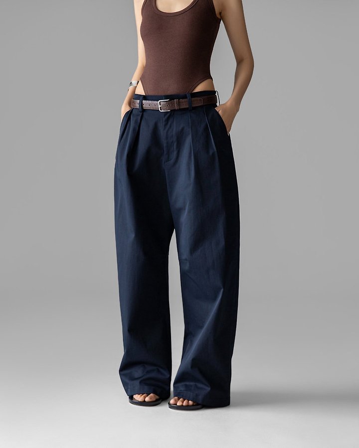 Paper Moon - Korean Women Fashion - #momslook - Curved Volume Wide Chino Pants - 4